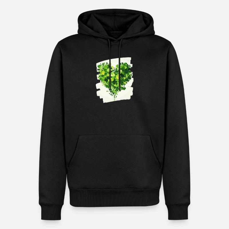 Saint-Patrick Shamrock Heart - Sweat à capuche Premium bio Homme - noir