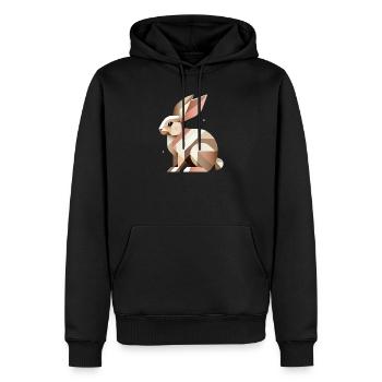 Géométrie charmante – Le lapin abstrait - Sweat à capuche Premium bio Homme - noir - Devant - Nico (187cm)