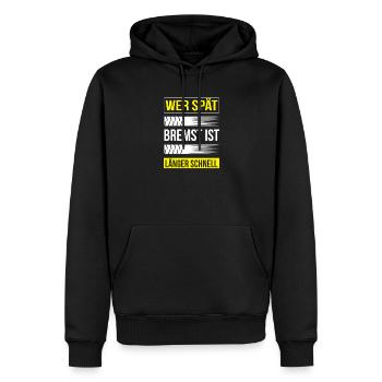Autoliebhaber Spruch Bremsspur Humor - Männer Premium Bio Hoodie - Schwarz - Vorne - Nico (187cm)