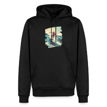 Surfer - Männer Premium Bio Hoodie - Schwarz - Vorne - Nico (187cm)