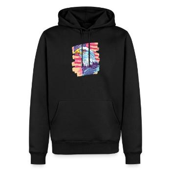 Amerikanische Flagge mit Adler - Männer Premium Bio Hoodie - Schwarz - Vorne - Nico (187cm)