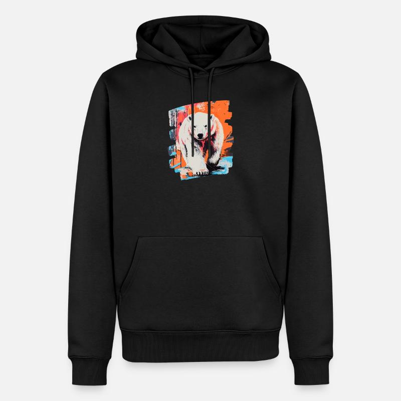 Eisbär Graffiti Sprayer - Männer Premium Bio Hoodie - Schwarz