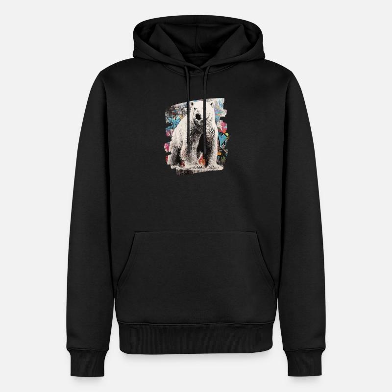 Eisbär Graffiti Sprayer - Männer Premium Bio Hoodie - Schwarz