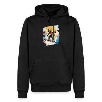Snowboarder poudreuse - Sweat à capuche Premium bio Homme - noir - Devant - Nico (187cm)