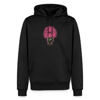 Femmes Pouvoir GRL PWR Fille Patriarcat Féminisme - Sweat à capuche Premium bio Homme - noir - Devant - Nico (187cm)