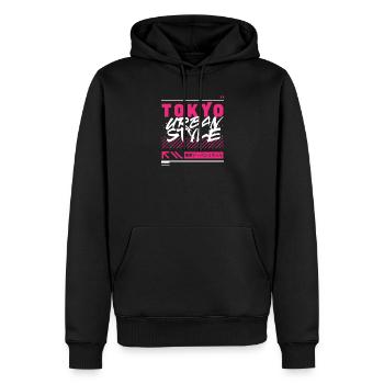 Tokyo Urban Style – Japan Streetwear - Männer Premium Bio Hoodie - Schwarz - Vorne - Nico (187cm)