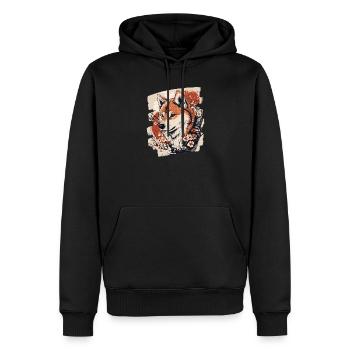 Shiba Inu - Sweat à capuche Premium bio Homme - noir - Devant - Nico (187cm)