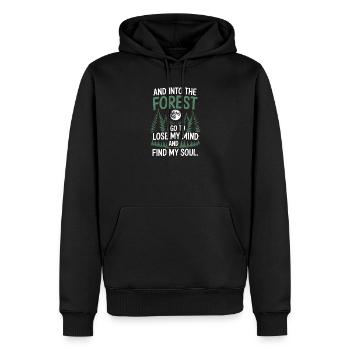 Dans la forêt où je vais pour perdre la tête Trouver mon âme - Sweat à capuche Premium bio Homme - noir - Devant - Nico (187cm)