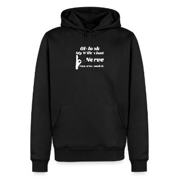 er letzte Nerv meiner Frau – ich will ihn anfassen - Männer Premium Bio Hoodie - Schwarz - Vorne - Nico (187cm)
