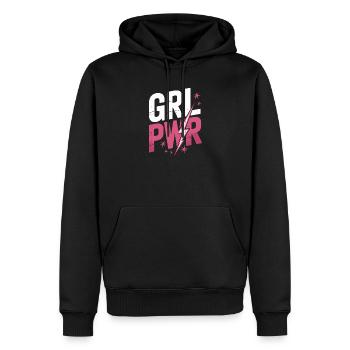 Femmes Pouvoir GRL PWR Fille Patriarcat Féminisme - Sweat à capuche Premium bio Homme - noir - Devant - Nico (187cm)