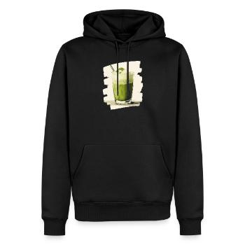 Matcha Latte Lover Thé vert - Sweat à capuche Premium bio Homme - noir - Devant - Nico (187cm)