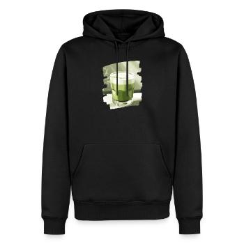 Matcha Latte Lover Thé vert - Sweat à capuche Premium bio Homme - noir - Devant - Nico (187cm)