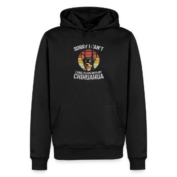 Chihuahua ludique avec coucher de soleil rétro - Sweat à capuche Premium bio Homme - noir - Devant - Nico (187cm)