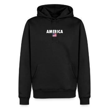 Amérique États-Unis Drapeau américain Amérique - Sweat à capuche Premium bio Homme - noir - Devant - Nico (187cm)