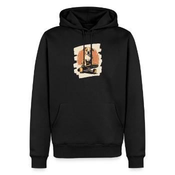Amerikanische Bulldogge Hund auf Skateboard - Männer Premium Bio Hoodie - Schwarz - Vorne - Nico (187cm)