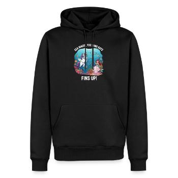 Magie de la mer avec Licorne - Sweat à capuche Premium bio Homme - noir - Devant - Nico (187cm)