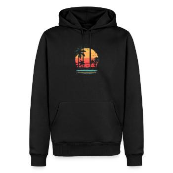 palmier coucher de soleil soleil d’été - Sweat à capuche Premium bio Homme - noir - Devant - Nico (187cm)