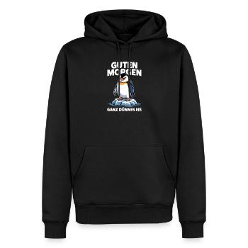 Good morning? Very thin ! Funny Penguin - Men’s Premium Organic Hoodie - black - Front - Nico (187cm)