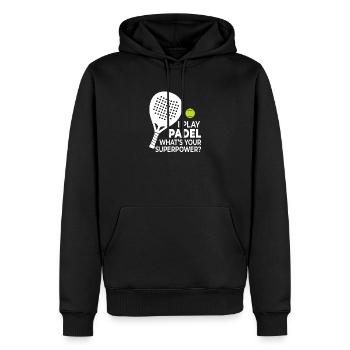 Ich spiele Padel - Was ist deine Superkraft? - Männer Premium Bio Hoodie - Schwarz - Vorne - Nico (187cm)