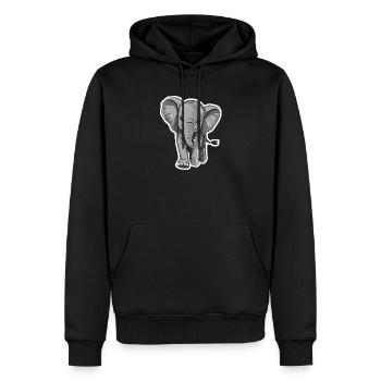 Elefant - Männer Premium Bio Hoodie - Schwarz - Vorne - Nico (187cm)