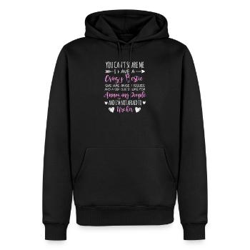 Crazy Bestie Sarcastic Citation Design - Sweat à capuche Premium bio Homme - noir - Devant - Nico (187cm)