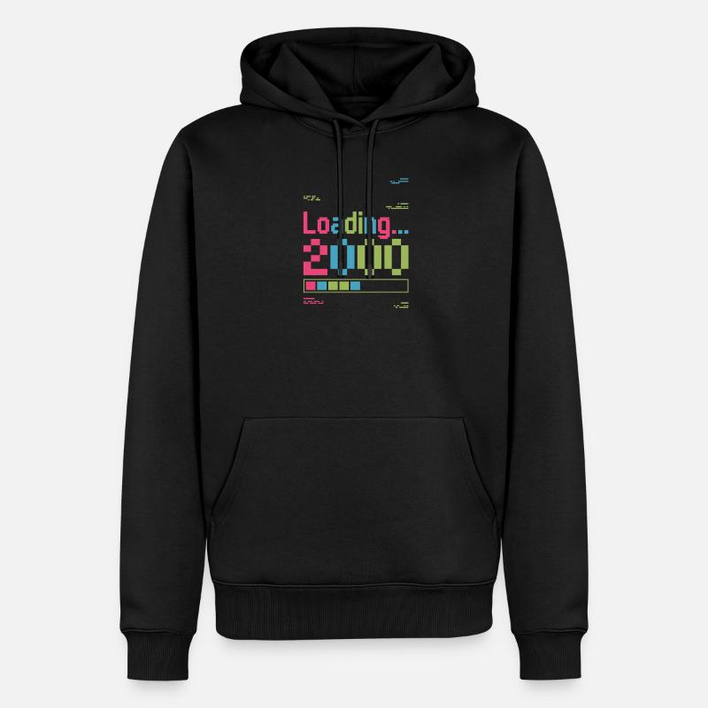 Pixel Retro Design Loading 2000 - Männer Premium Bio Hoodie - Schwarz