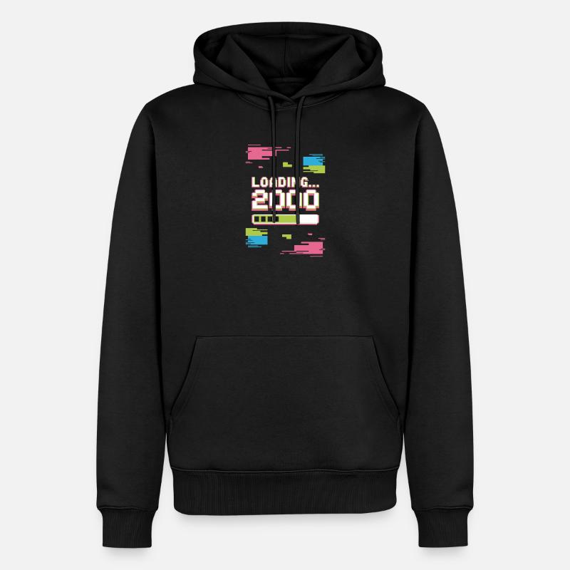 Retro Loading 2000 Pixel - Männer Premium Bio Hoodie - Schwarz