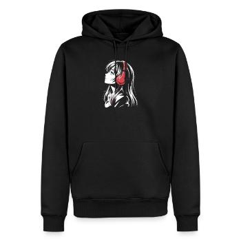 Fille d’anime avec conception de casque - Sweat à capuche Premium bio Homme - noir - Devant - Nico (187cm)
