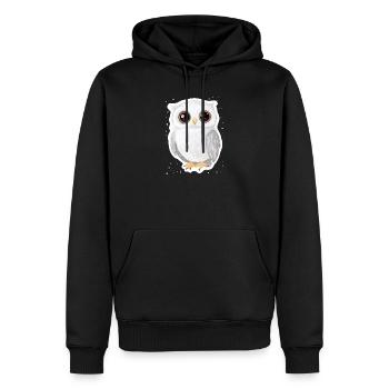 Eule - Männer Premium Bio Hoodie - Schwarz - Vorne - Nico (187cm)