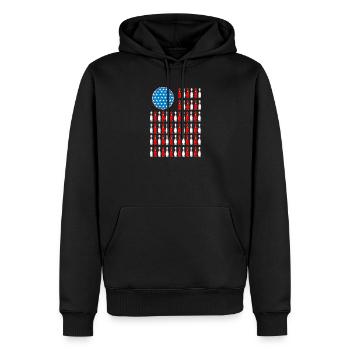 USA Flagge Patriotische Bowling Pins Muster - Männer Premium Bio Hoodie - Schwarz - Vorne - Nico (187cm)