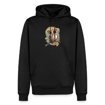 Eule - Männer Premium Bio Hoodie - Schwarz - Vorne - Nico (187cm)