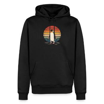 Vintage Pinguin Sonnenuntergang Design - Männer Premium Bio Hoodie - Schwarz - Vorne - Nico (187cm)