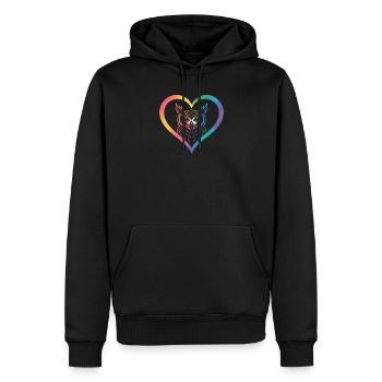 Regenbogen Eulen Herz Design - Männer Premium Bio Hoodie - Schwarz - Vorne - Nico (187cm)