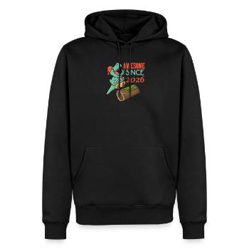 Dino Skater Geburtstag 2026 - Männer Premium Bio Hoodie - Schwarz - Vorne - Nico (187cm)
