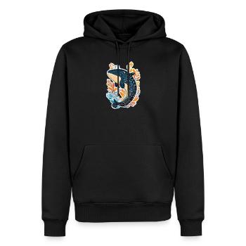 Wal - Männer Premium Bio Hoodie - Schwarz - Vorne - Nico (187cm)
