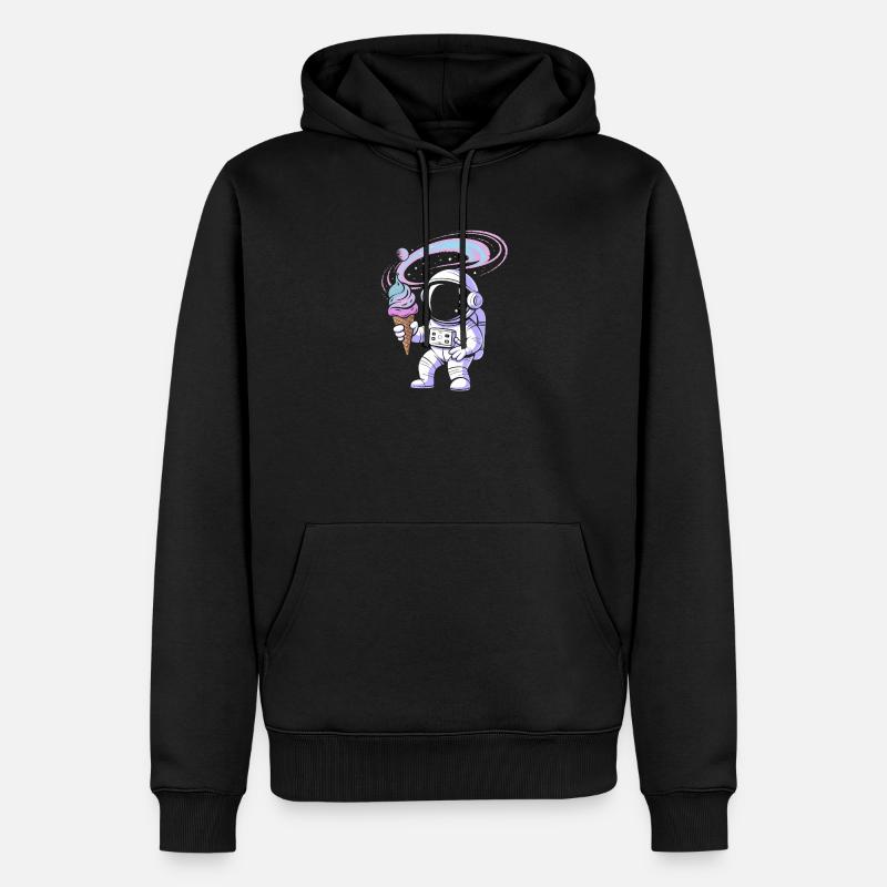 Weltraum-Astronaut mit Eis - Männer Premium Bio Hoodie - Schwarz