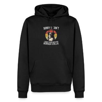 Border Collie Humour Design Rétro - Sweat à capuche Premium bio Homme - noir - Devant - Nico (187cm)