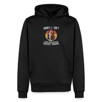 Basset Hound Apology Logo - Men’s Premium Organic Hoodie - black - Front - Nico (187cm)