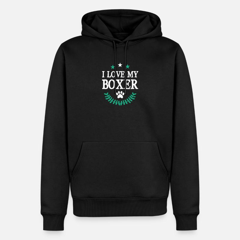 J’adore mon Boxer - Sweat à capuche Premium bio Homme - noir