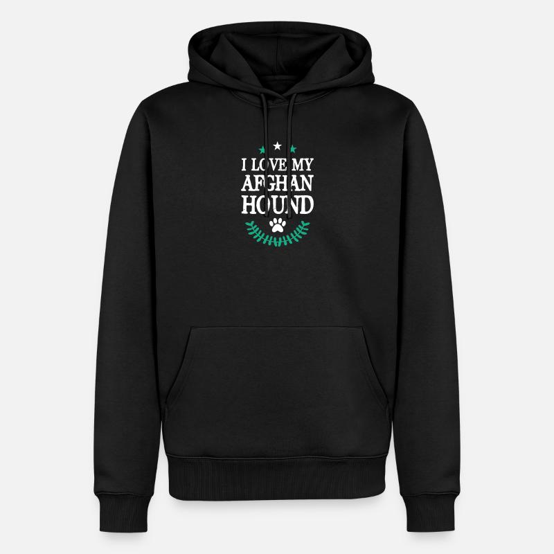 J’aime mon lévrier afghan - Sweat à capuche Premium bio Homme - noir