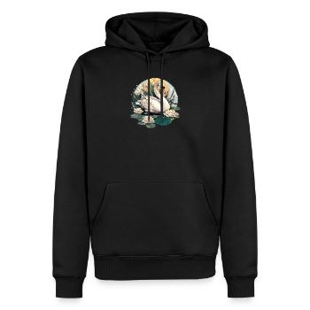 Cygnes Cygne - Sweat à capuche Premium bio Homme - noir - Devant - Nico (187cm)