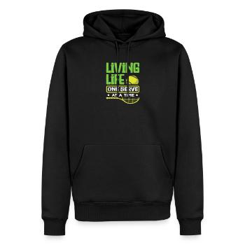Joueur de tennis Vie Vie Une portion - Sweat à capuche Premium bio Homme - noir - Devant - Nico (187cm)