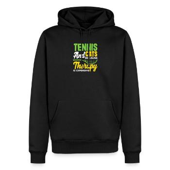 Tennis et chats pour les joueurs - Sweat à capuche Premium bio Homme - noir - Devant - Nico (187cm)