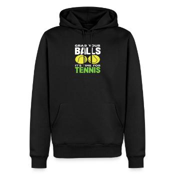 Tennis Spieler: Schnapp Deine Bälle Es Ist Zeit - Männer Premium Bio Hoodie - Schwarz - Vorne - Nico (187cm)