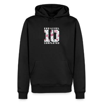 10e anniversaire de mariage - Sweat à capuche Premium bio Homme - noir - Devant - Nico (187cm)