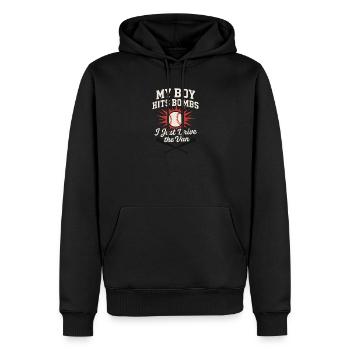 Boy Mom Baseball Proter Sohn Homerun Travel Team - Männer Premium Bio Hoodie - Schwarz - Vorne - Nico (187cm)
