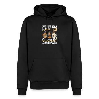  What Do You Call A Haunted Chicken A Poultry - Männer Premium Bio Hoodie - Schwarz - Vorne - Nico (187cm)