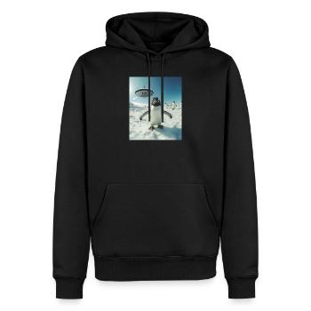Pinguin Selfie mit UFO - Männer Premium Bio Hoodie - Schwarz - Vorne - Nico (187cm)
