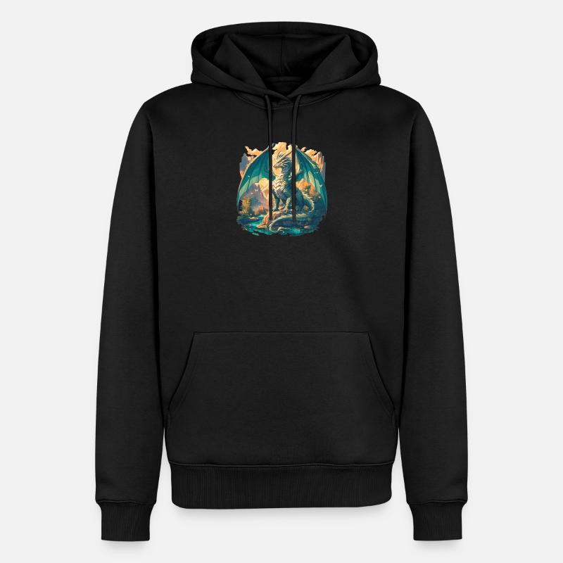 Drachen Drache - Männer Premium Bio Hoodie - Schwarz
