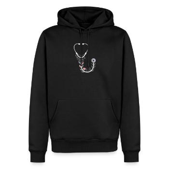 Blumenmotiv mit medizinischem Stethoskop - Männer Premium Bio Hoodie - Schwarz - Vorne - Nico (187cm)